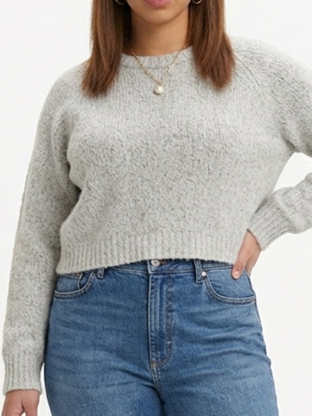 William Rast Grey Crew Neck Sweater Knit Pullover Cozy Soft Wool Blend Minimal S